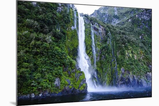 Huge Waterfall in the Milford Sound-Michael-Mounted Photographic Print