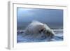 Huge Waves Crash Against a Stone Jetty at Criccieth, Gwynedd, Wales, United Kingdom, Europe-Graham Lawrence-Framed Photographic Print