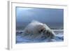 Huge Waves Crash Against a Stone Jetty at Criccieth, Gwynedd, Wales, United Kingdom, Europe-Graham Lawrence-Framed Photographic Print