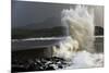 Huge Waves Crash Against a Stone Jetty at Criccieth, Gwynedd, Wales, United Kingdom, Europe-Graham Lawrence-Mounted Photographic Print