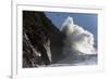 Huge Waves Crash Against Cliffs at Criccieth, Gwynedd, Wales, United Kingdom, Europe-Graham Lawrence-Framed Photographic Print