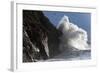 Huge Waves Crash Against Cliffs at Criccieth, Gwynedd, Wales, United Kingdom, Europe-Graham Lawrence-Framed Photographic Print