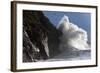 Huge Waves Crash Against Cliffs at Criccieth, Gwynedd, Wales, United Kingdom, Europe-Graham Lawrence-Framed Photographic Print