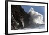 Huge Waves Crash Against Cliffs at Criccieth, Gwynedd, Wales, United Kingdom, Europe-Graham Lawrence-Framed Photographic Print