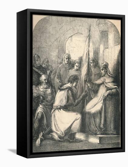 Hugh De Vermandois Receiving a Consecrated Banner from Pope Urban, 1869-null-Framed Stretched Canvas