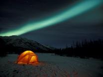 Camper's Tent Under Curtains of Green Northern Lights, Brooks Range, Alaska, USA-Hugh Rose-Photographic Print