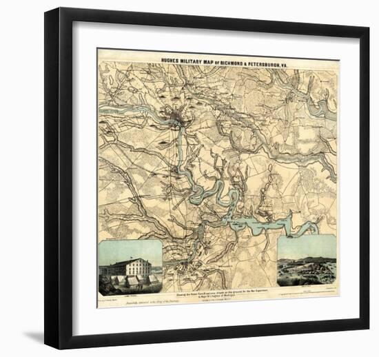 Hughes Military Map of Richmond and Petersburgh, Virginia, c.1864-W^c^ Major Hughes-Framed Art Print