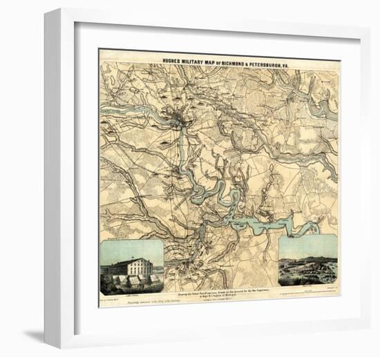 Hughes Military Map of Richmond and Petersburgh, Virginia, c.1864-W^c^ Major Hughes-Framed Art Print