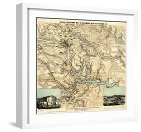 Hughes Military Map of Richmond and Petersburgh, Virginia, c.1864-W^c^ Major Hughes-Framed Art Print