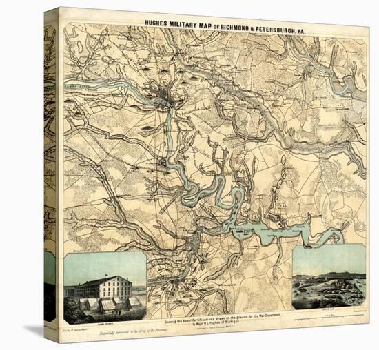 Hughes Military Map of Richmond and Petersburgh, Virginia, c.1864-W^c^ Major Hughes-Stretched Canvas