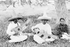 Mexican musicians playing guitars, c.1920-Hugo Brehme-Framed Stretched Canvas