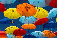 Lots of Umbrellas Coloring the Sky in the City of Agueda, Portugal-Hugo Felix-Framed Photographic Print