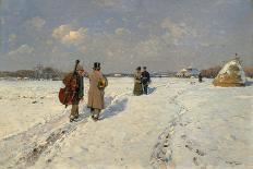 Musicians Returning Home in Winter-Hugo Mühlig-Stretched Canvas