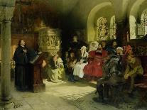 Martin Luther Preaches in Wartburg-Hugo Vogel-Framed Stretched Canvas