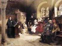 Luther Preaches Using His Bible Translation While Imprisoned at Wartburg, 1882-Hugo Vogel-Stretched Canvas