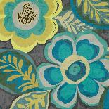 Floral Assortment Teal on Dark Grey Crop III-Hugo Wild-Art Print