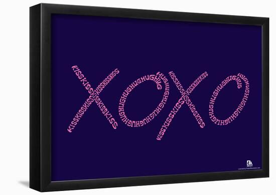 Hugs and Kisses Purple Text Poster-null-Framed Poster