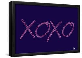 Hugs and Kisses Purple Text Poster-null-Framed Poster