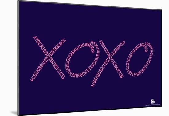 Hugs and Kisses Purple Text Poster-null-Mounted Poster