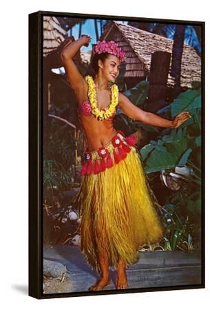 80s HULA DANCER 特大アート フレーム 油彩画 ヴィンテージ Hawaii Male Hula Dancer - Vintage Hawaiian Airbrush Art by Gill c