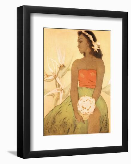 Hula Dancer, Royal Hawaiian Hotel Menu Cover c.1950s-John Kelly-Framed Art Print