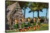 Hula Dancers, Grass Hut, Hawaii-null-Stretched Canvas