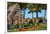 Hula Dancers, Grass Hut, Hawaii-null-Framed Art Print