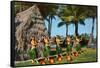 Hula Dancers, Grass Hut, Hawaii-null-Framed Stretched Canvas