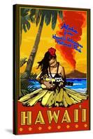 Hula Girl and Ukulele - Hawaii Volcanoes National Park-Lantern Press-Stretched Canvas