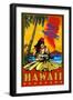 Hula Girl and Ukulele - Hawaii Volcanoes National Park-Lantern Press-Framed Art Print