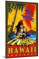 Hula Girl and Ukulele - Hawaii Volcanoes National Park-Lantern Press-Mounted Art Print