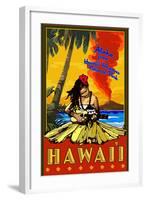 Hula Girl and Ukulele - Hawaii Volcanoes National Park-Lantern Press-Framed Art Print