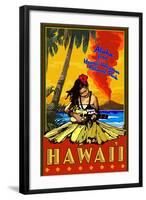 Hula Girl and Ukulele - Hawaii Volcanoes National Park-Lantern Press-Framed Art Print