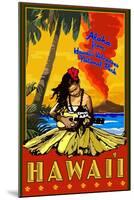 Hula Girl and Ukulele - Hawaii Volcanoes National Park-Lantern Press-Mounted Art Print