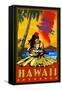 Hula Girl and Ukulele - Hawaii Volcanoes National Park-Lantern Press-Framed Stretched Canvas