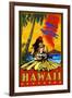 Hula Girl and Ukulele - Hawaii Volcanoes National Park-Lantern Press-Framed Art Print