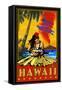 Hula Girl and Ukulele - Hawaii Volcanoes National Park-Lantern Press-Framed Stretched Canvas
