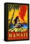 Hula Girl and Ukulele - Hawaii-Lantern Press-Framed Stretched Canvas