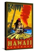 Hula Girl and Ukulele - Hawaii-Lantern Press-Stretched Canvas