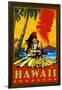 Hula Girl and Ukulele - Hawaii-Lantern Press-Framed Art Print