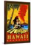 Hula Girl and Ukulele - Hawaii-Lantern Press-Framed Art Print