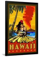 Hula Girl and Ukulele - Hawaii-Lantern Press-Framed Art Print