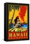 Hula Girl and Ukulele - Hawaii-Lantern Press-Framed Stretched Canvas