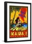 Hula Girl and Ukulele - Kauai, Hawaii-Lantern Press-Framed Art Print