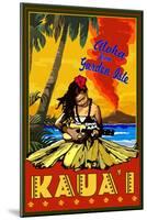 Hula Girl and Ukulele - Kauai, Hawaii-Lantern Press-Mounted Art Print