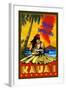 Hula Girl and Ukulele - Kauai, Hawaii-Lantern Press-Framed Art Print