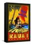 Hula Girl and Ukulele - Kauai, Hawaii-Lantern Press-Framed Stretched Canvas