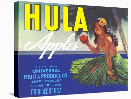 Hula Girl Label-null-Stretched Canvas