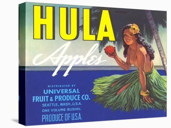 Hula Girl Label-null-Stretched Canvas