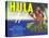 Hula Girl Label-null-Stretched Canvas